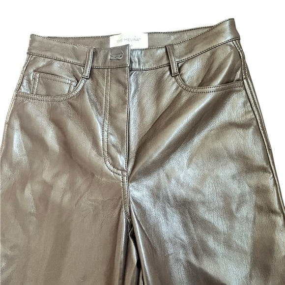 Aritzia Wilfred The Melina Faux Leather Pants Women’s 2 Chocolate Brown Straight - Picture 3 of 9